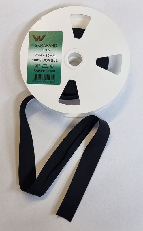 Skråbånd 20mm sort