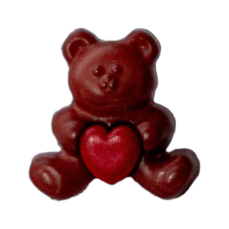 Knapp nylon Bamse med Rødt Hjerte 16mm