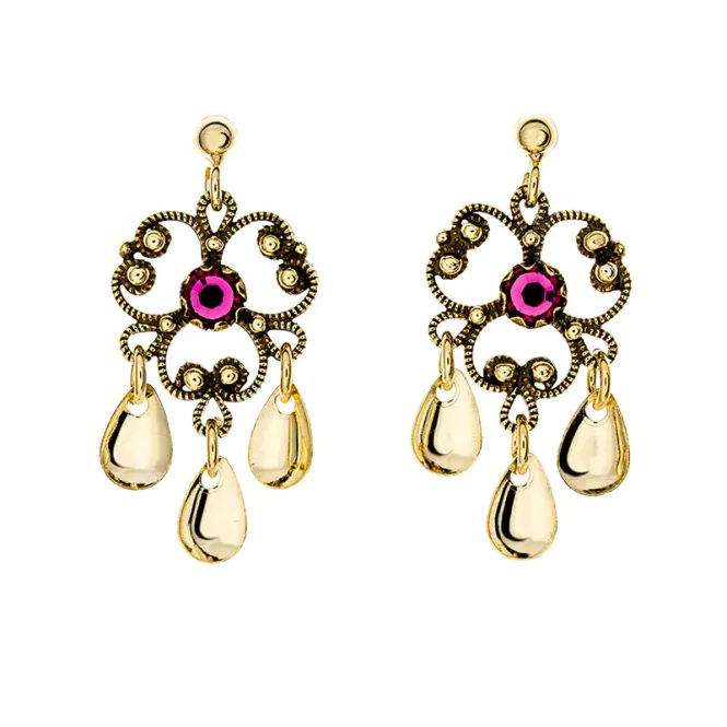 Hovedbilde Ørepynt 500 695 forgylt, med lilla stein