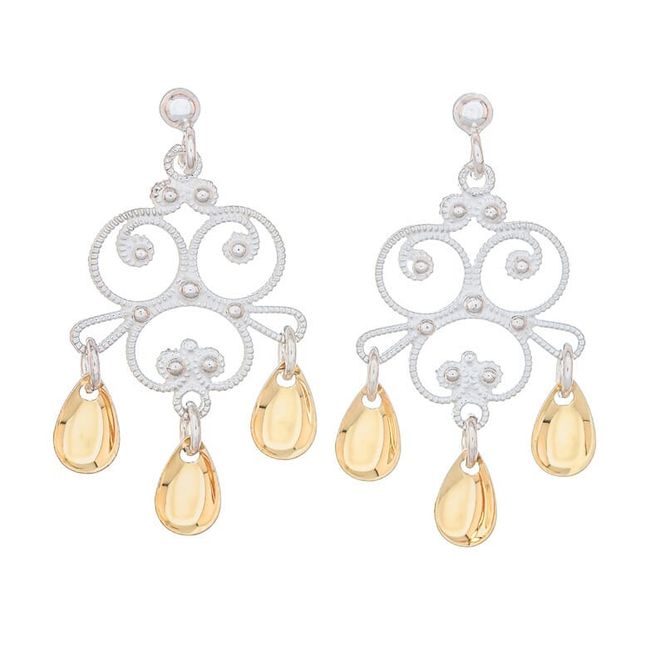 Hovedbilde Ørepynt 528 505 heng, enkel. Hvit/ forgylt.