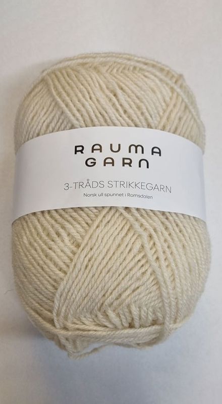 Rauma 3 tråds strikkegarn 101   