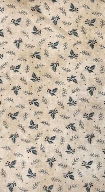 Hovedbilde Bomullslerret Beige med grønt mønster